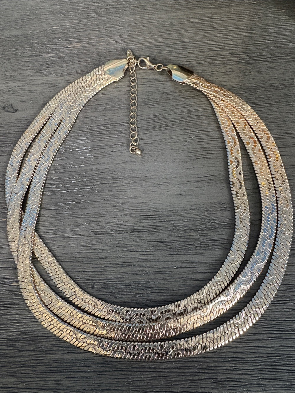 Natasha Couture Shimmering Silver Multi-Strand Necklace